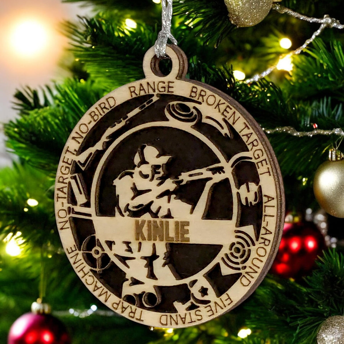 Handmade 3" Custom Female Trap Shooting Gear Ornament