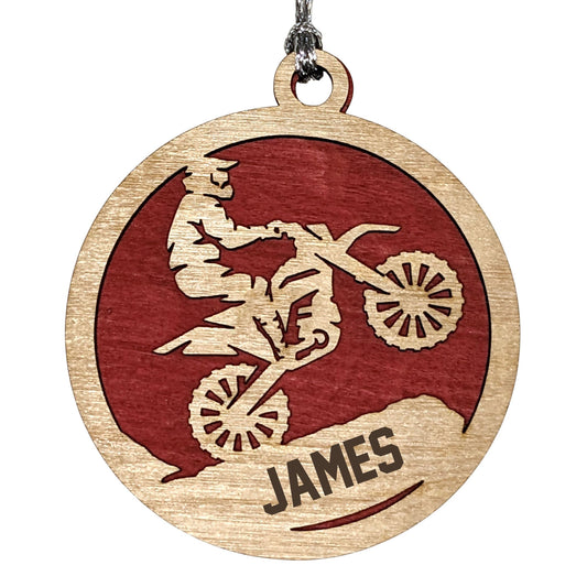 Personalized 3" Motocross Wood Ornament / Car Charm