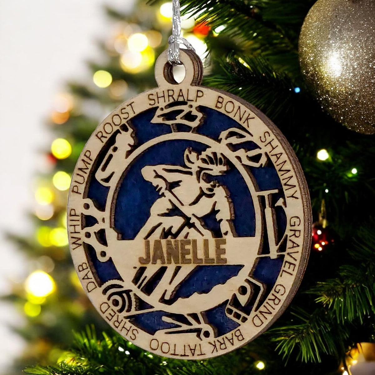 Custom 3" Female Mountain Biking Icons Ornament