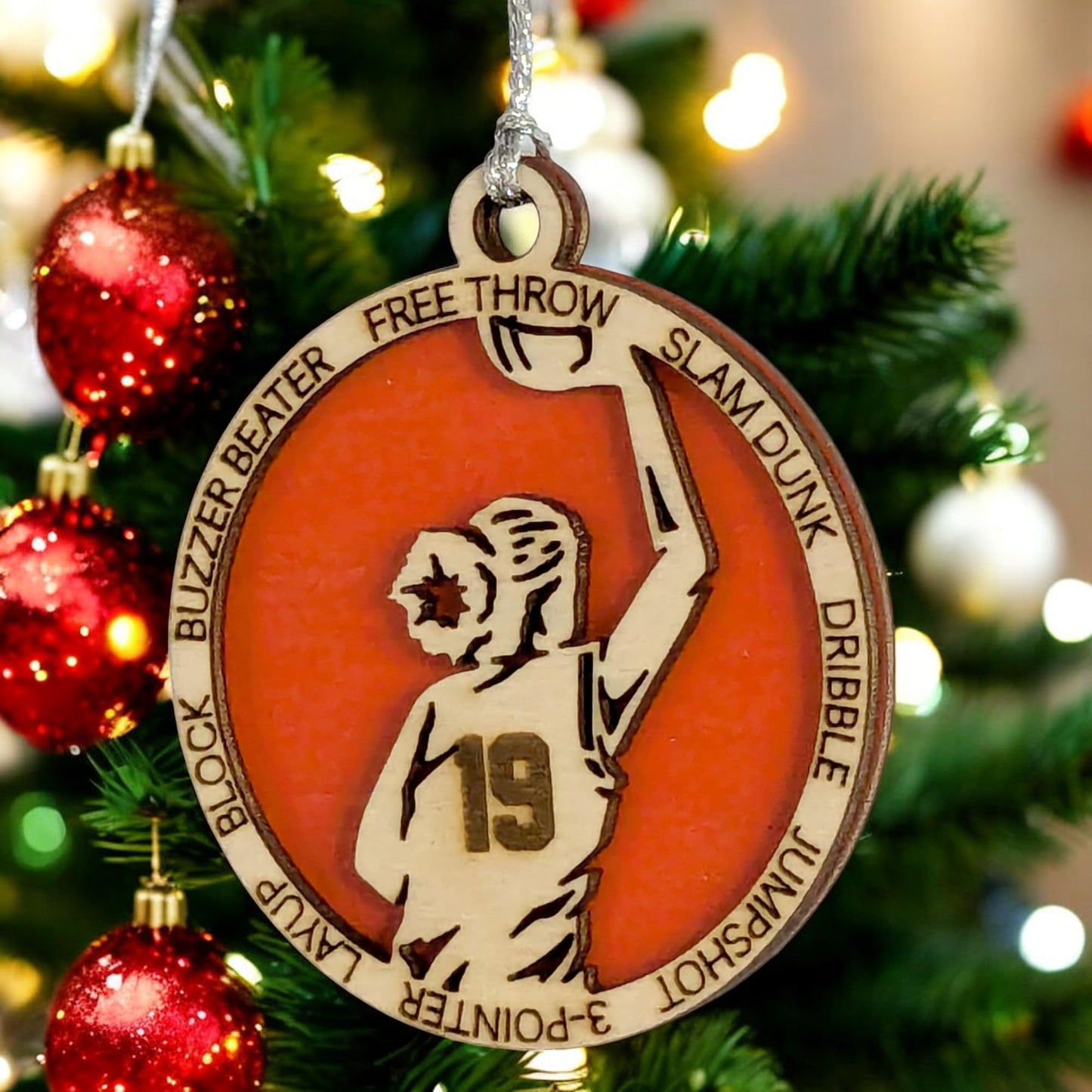 3" Female Basketball Player Wood Ornament