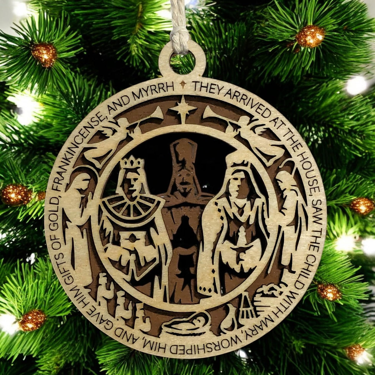 3.5" Wise Men Gifts Angel-Framed Ornament