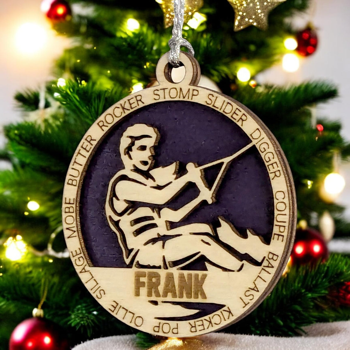 Handmade 3" Custom Name Female Wakeboarding Ornament