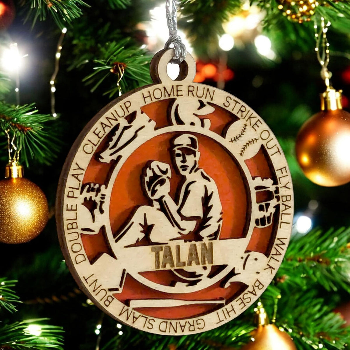 3" Custom Male Righty Icons Wood Ornament