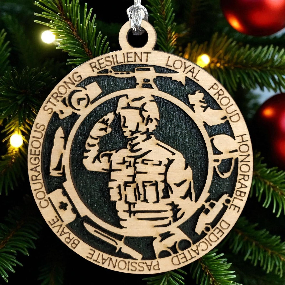 3" Male Army Soldier Ornament, Icons, Wood
