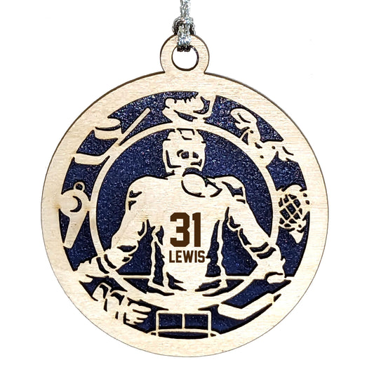Handmade 3" Custom Female Hockey Player Gear Ornament