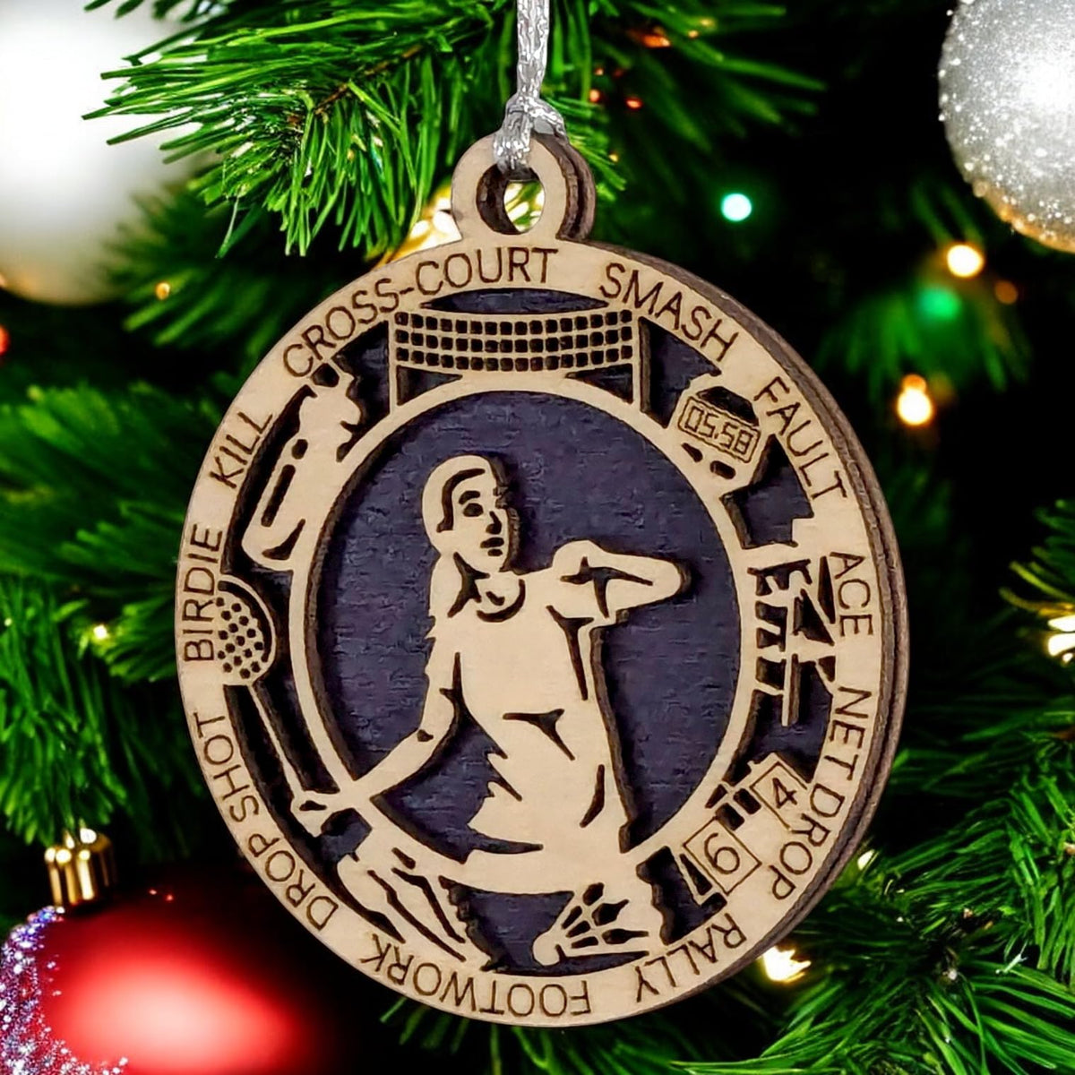 3" Female Badminton Gear Ornament