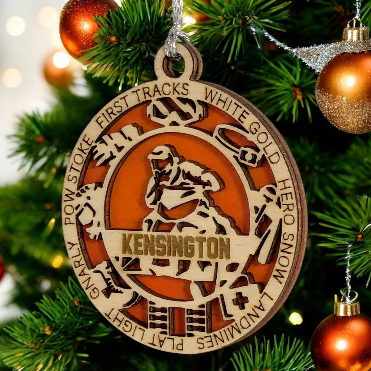 Handmade 3" Custom Name Snowmobiler Gear Ornament