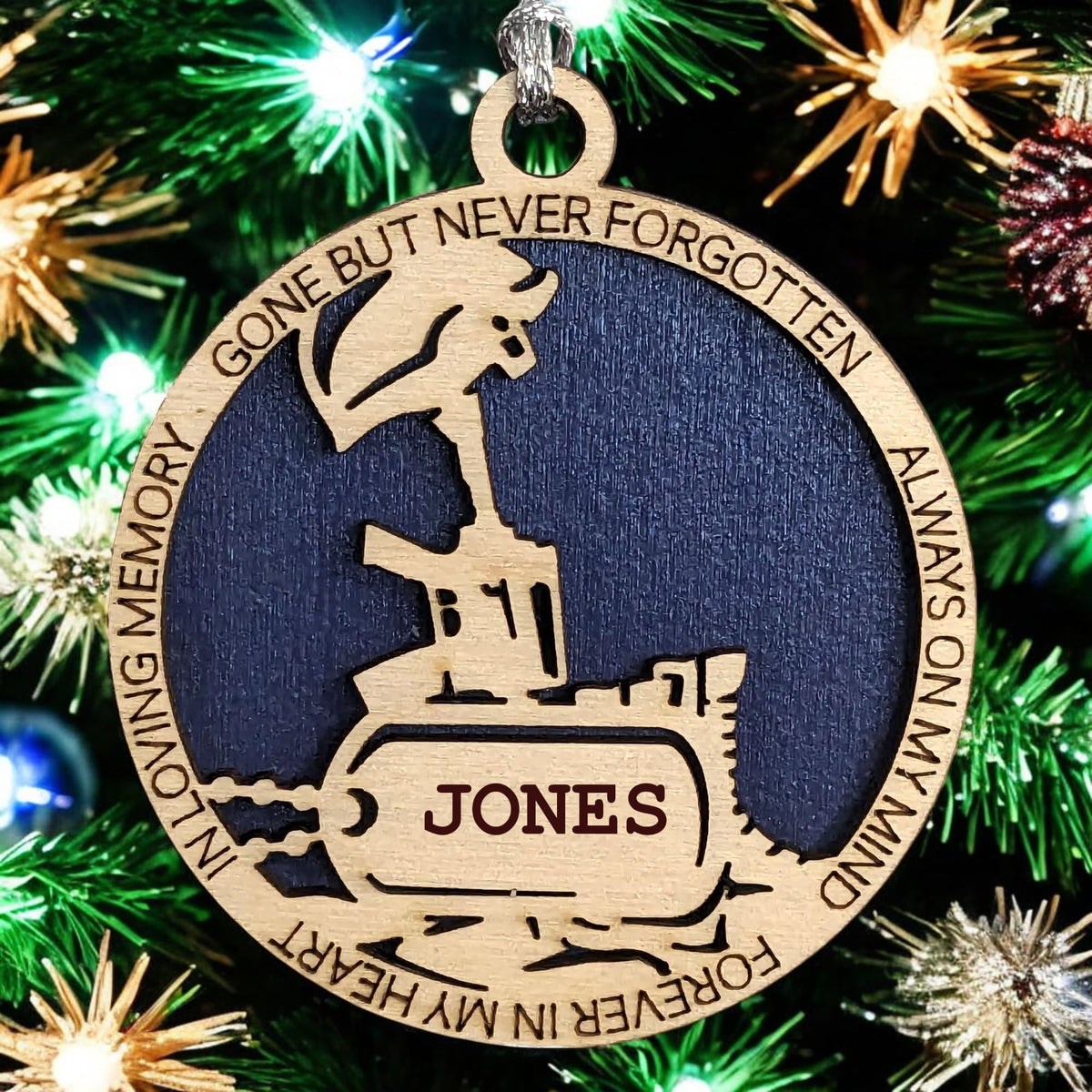 3" Battlefield Cross Memorial Wood Ornament, Custom Dog Tag