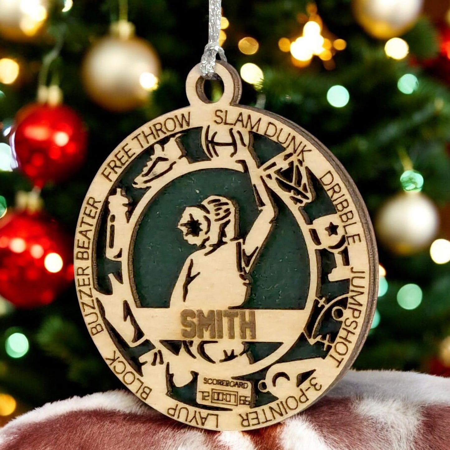 3" Custom Female Basketball Icons Wood Ornament