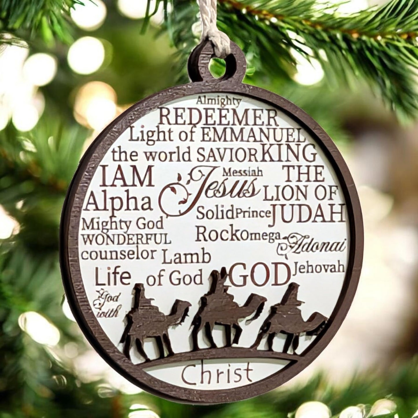 3" Three Wise Men Camels Wood Christmas Ornament
