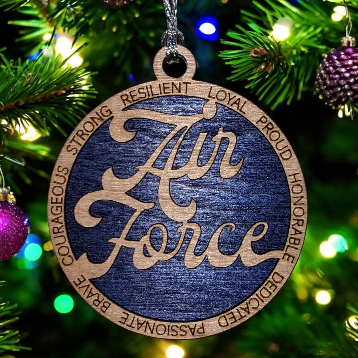3" Air Force Script Christmas Ornament