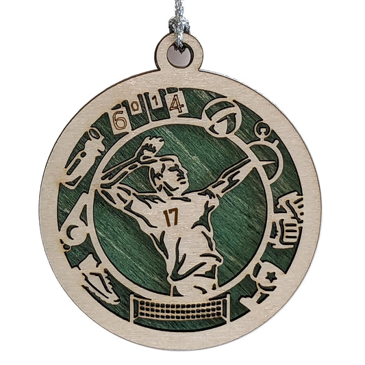 Handmade 3" Custom Male Volleyball Gear Ornament