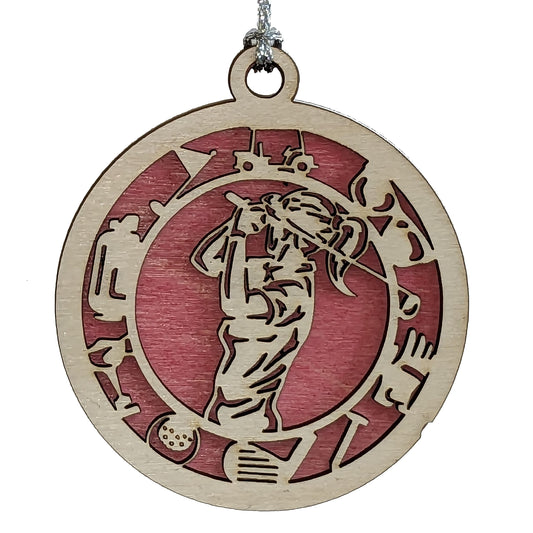 Handmade 3" Female Golf Icon Border Ornament