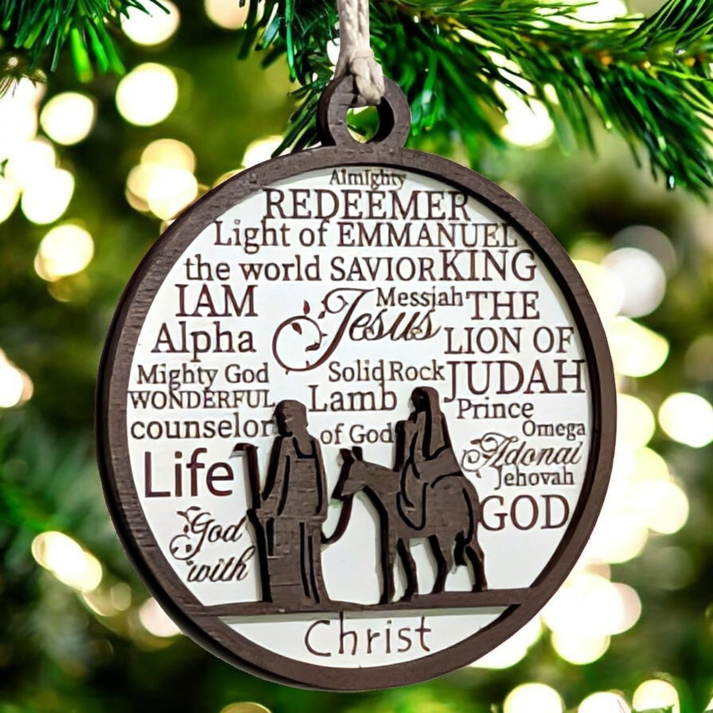 3" Joseph and Mary Journey Wood Christmas Ornament