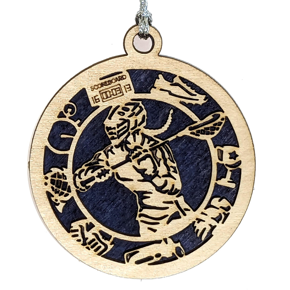 Handmade 3" Female Lacrosse Icon Border Ornament