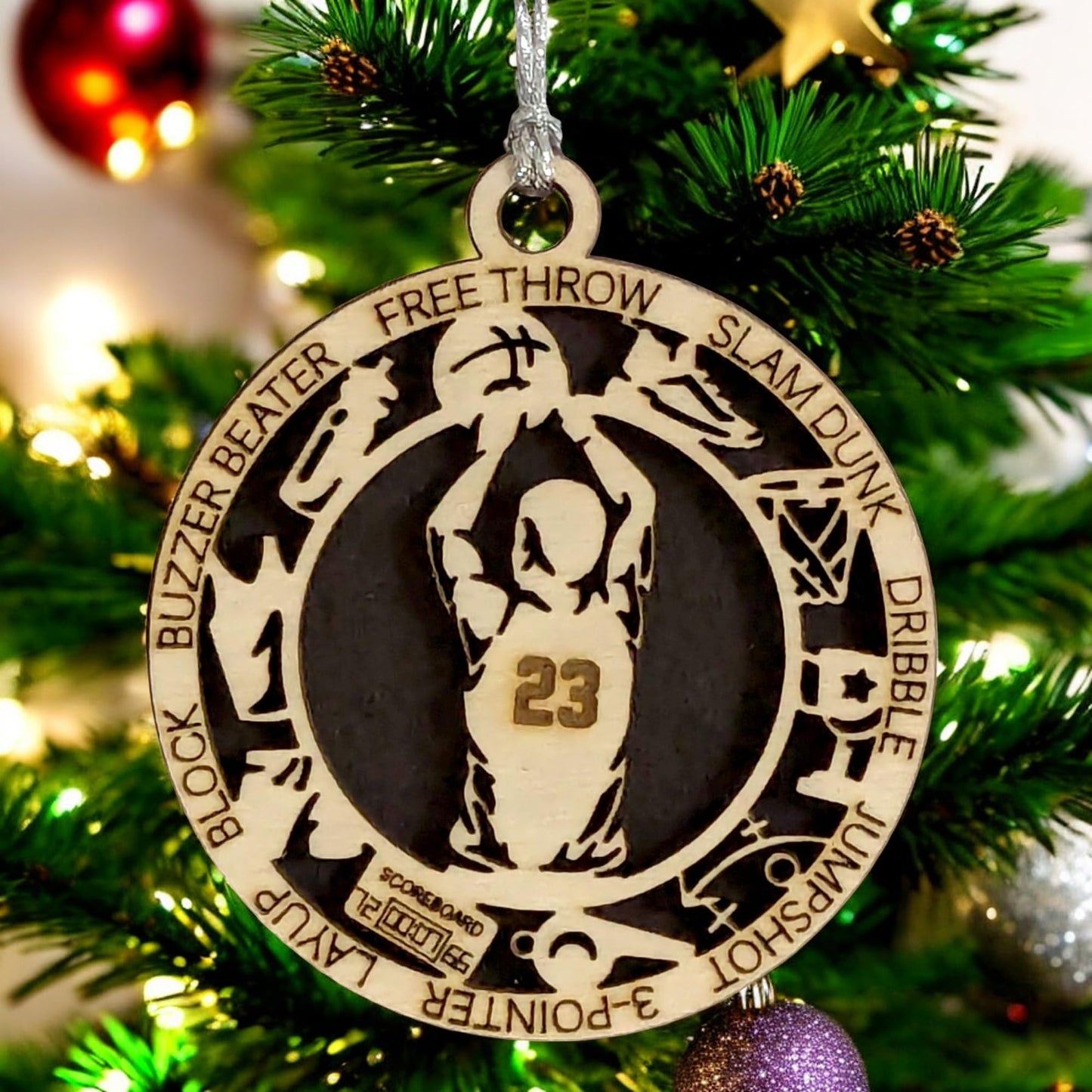 3" Male Basketball Icons Wood Ornament
