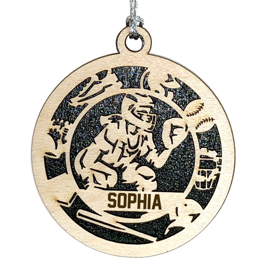 Handmade 3" Custom Female Catcher Gear Ornament