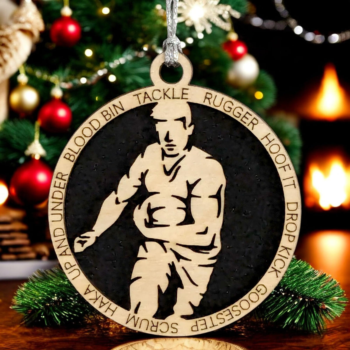 3" Male Rugby Christmas Ornament