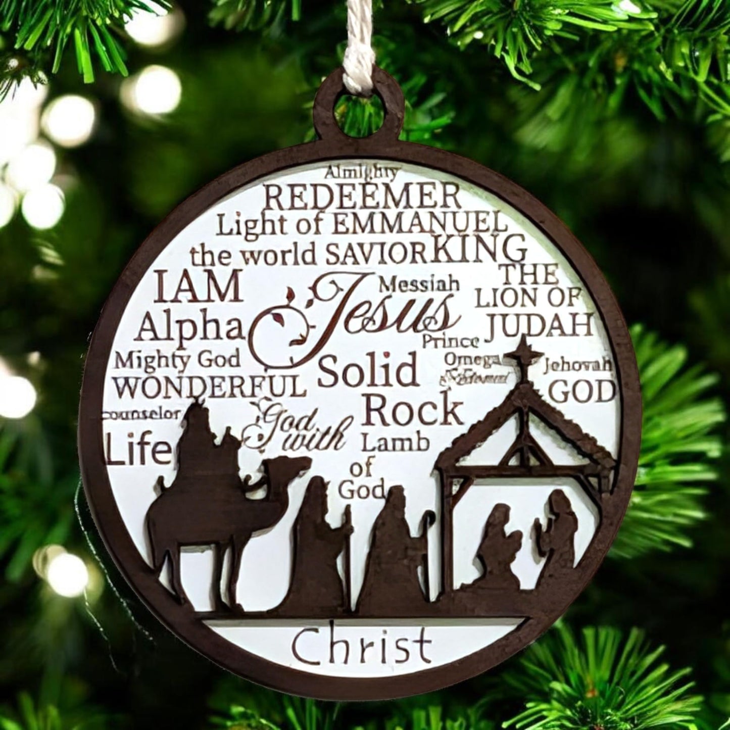 3" Wise Men at the Manger Wood Christmas Ornament