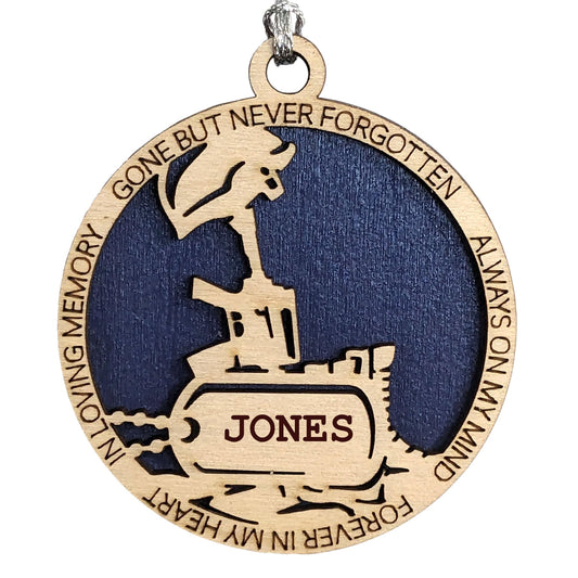 3" Battlefield Cross Memorial Wood Ornament, Custom Dog Tag