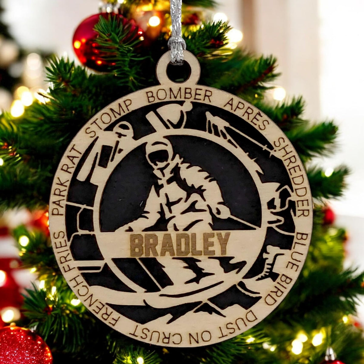 3" Custom Name Male Skier Gear Ornament
