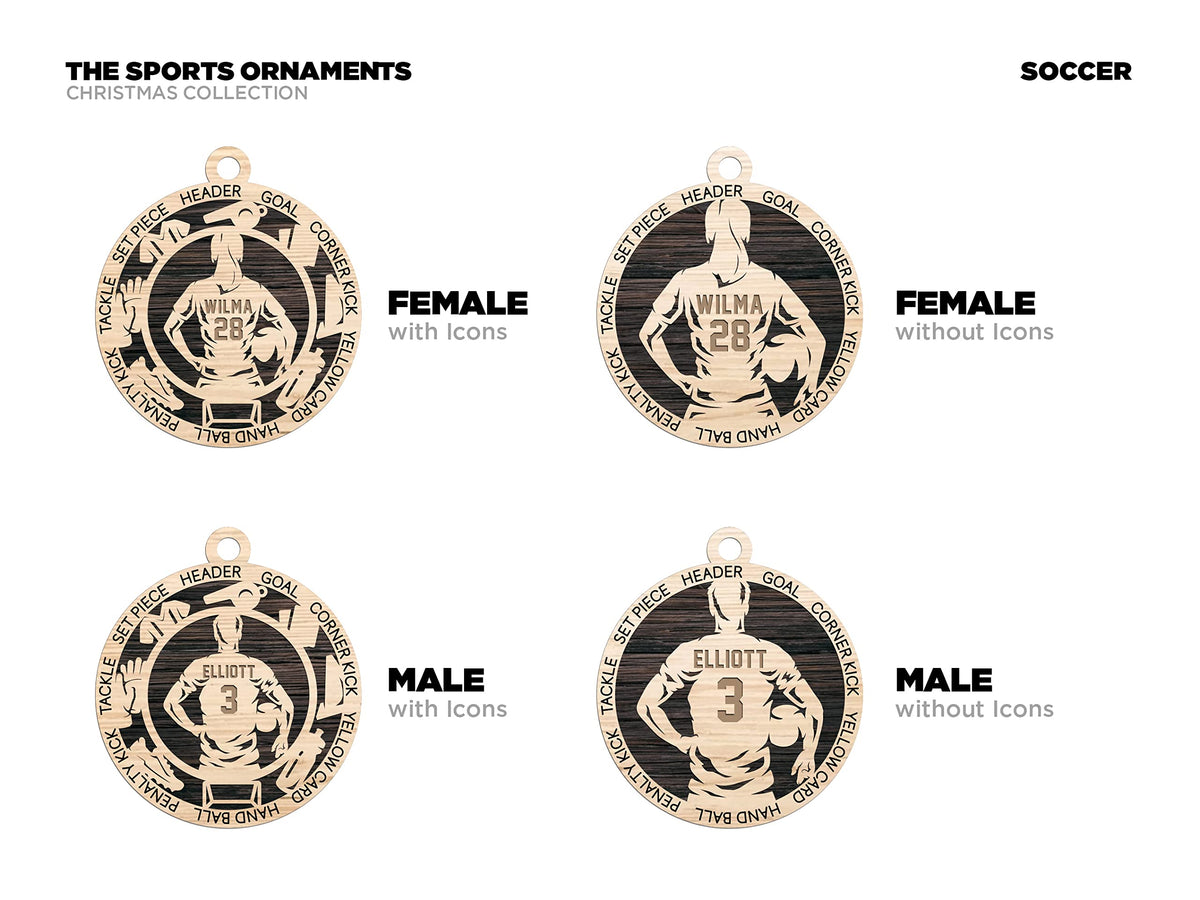 Personalized 3" Male Soccer Icon Border Ornament