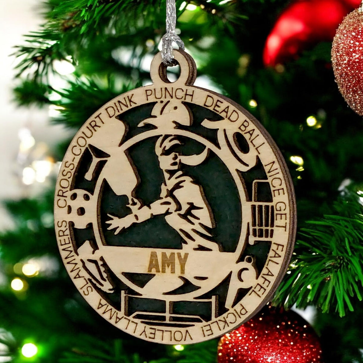 Personalized 3" Female Pickleball Icon Ornament