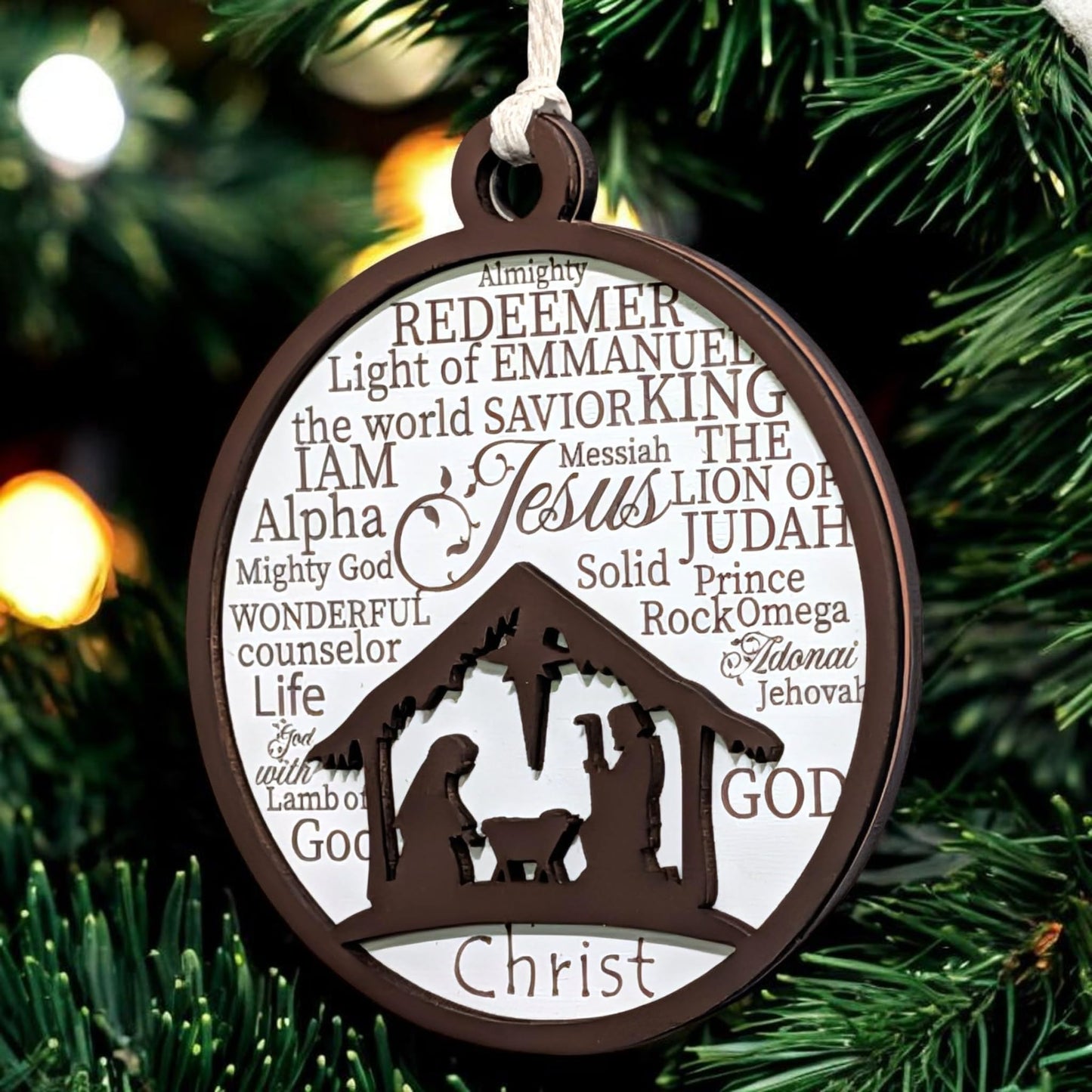 3" Nativity Manger Scene Wood Christmas Ornament
