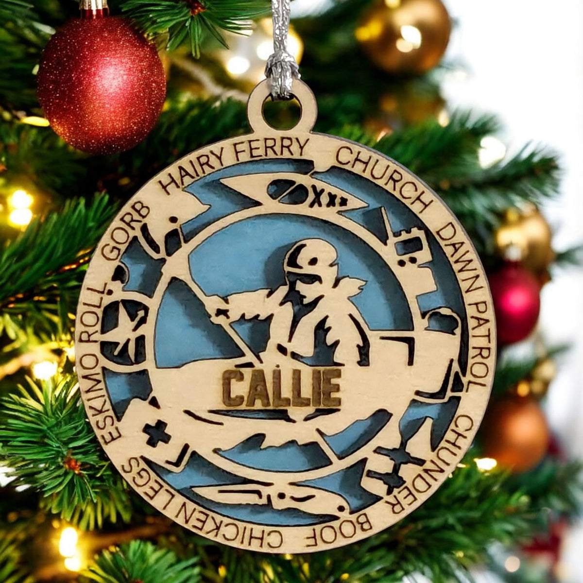 Custom 3" Female Kayaking Icons Ornament