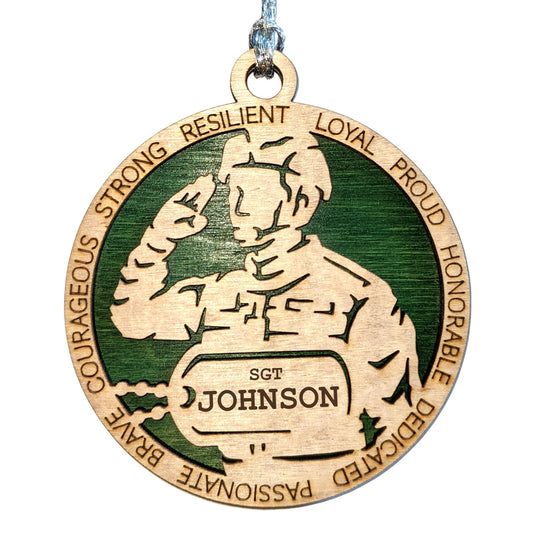 3" Male Army Soldier Ornament, Custom Dog Tag