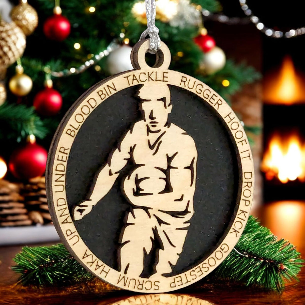 3" Male Rugby Christmas Ornament
