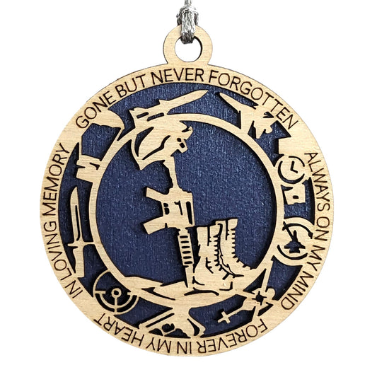 3" Battlefield Cross Memorial Wood Ornament