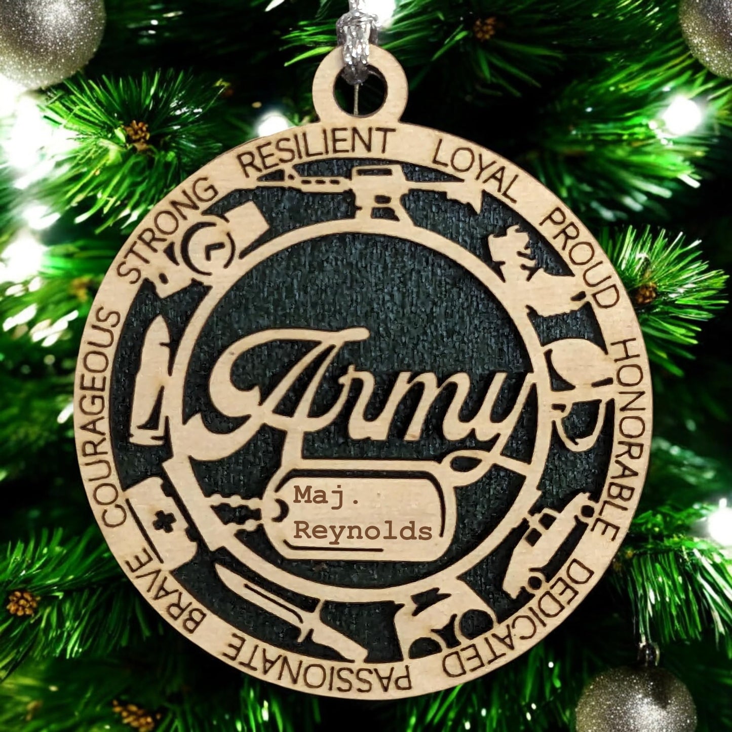 3" Army Script Ornament, Icons, Dog Tag