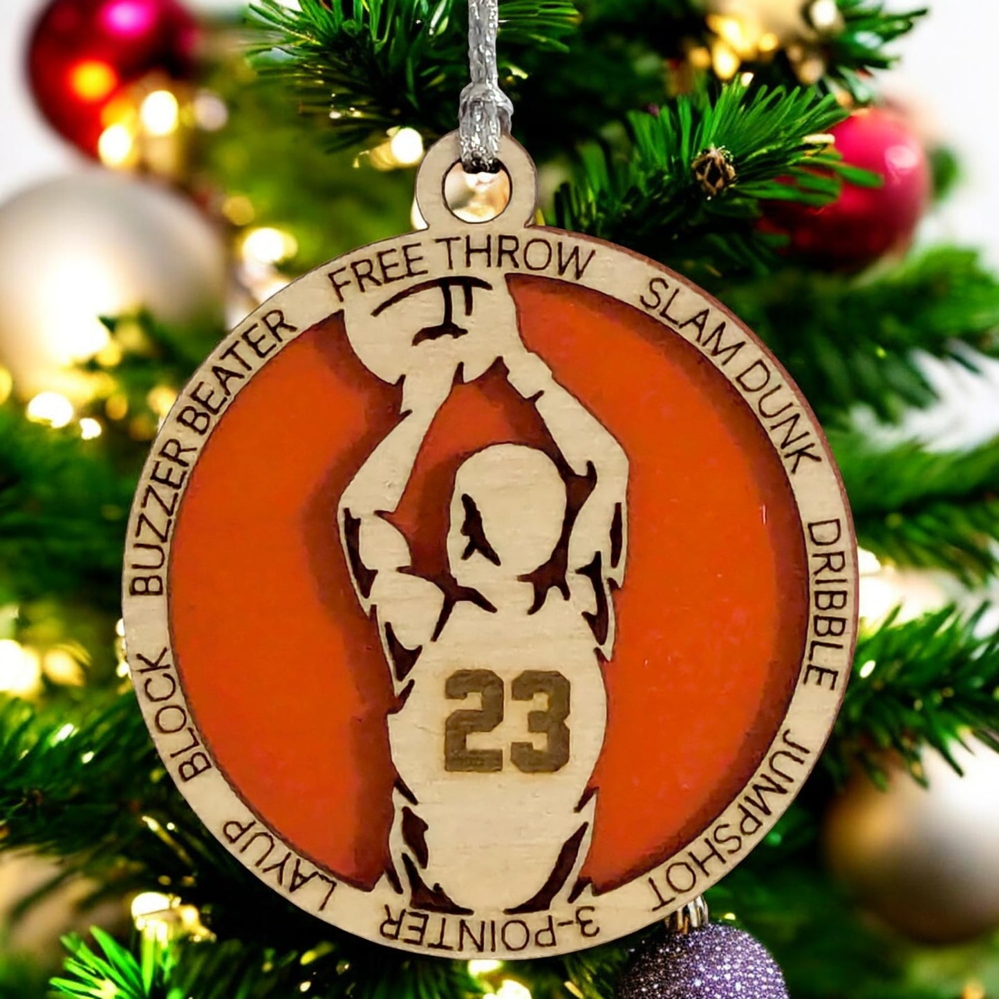 3" Male Basketball Player Wood Ornament