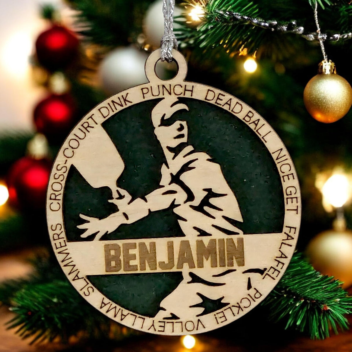 Personalized 3" Male Pickleball Christmas Ornament