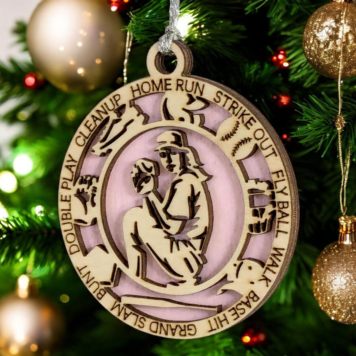 3" Female Righty Pitcher Icons Wood Ornament