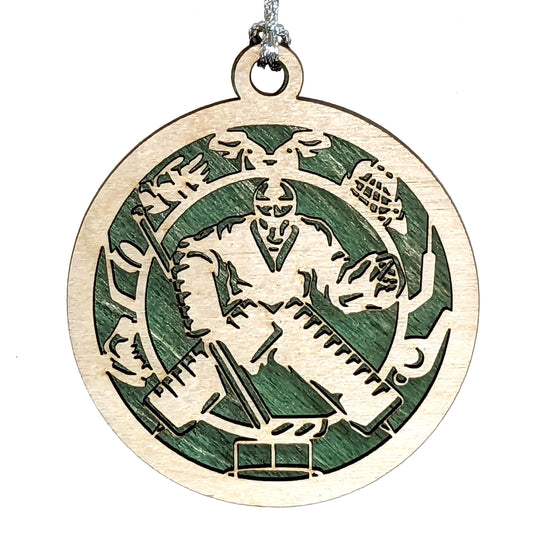 3" Hockey Goalie Ornament with Icon Border