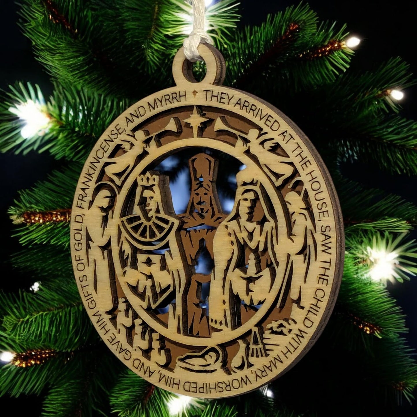 3.5" Wise Men Gifts Angel-Framed Ornament