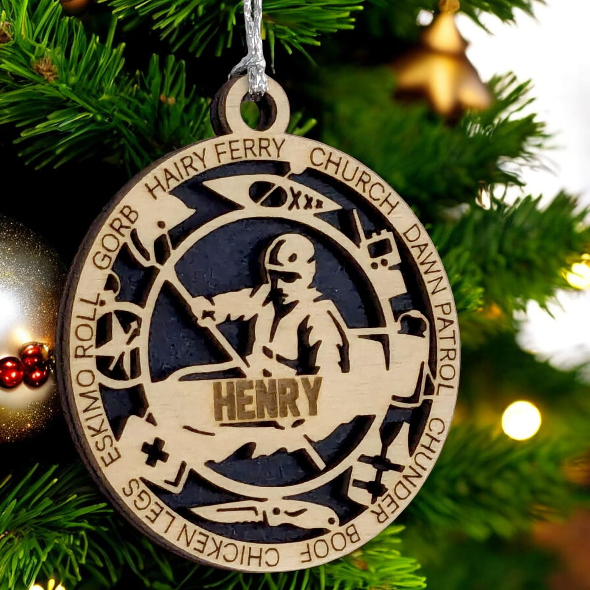 Custom 3" Male Kayaking Icons Ornament