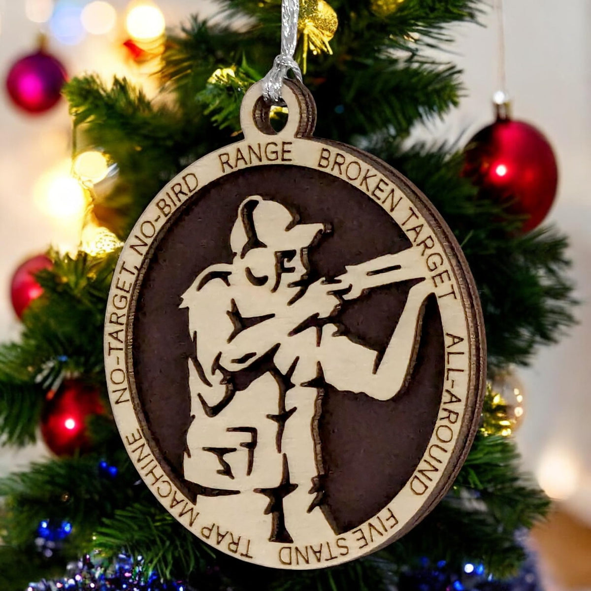 3" Female Trap Shooting Christmas Ornament
