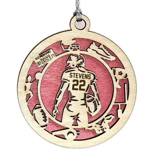 Personalized 3" Female Football Icon Ornament