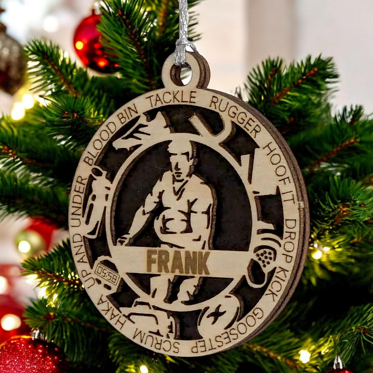 Personalized 3" Male Rugby Icon Ornament