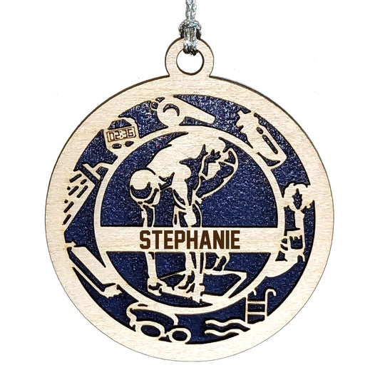 Handmade 3" Custom Male Swimmer Gear Ornament