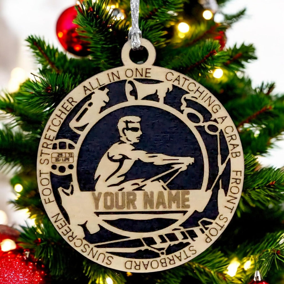 Personalized 3" Male Rowing Icon Ornament