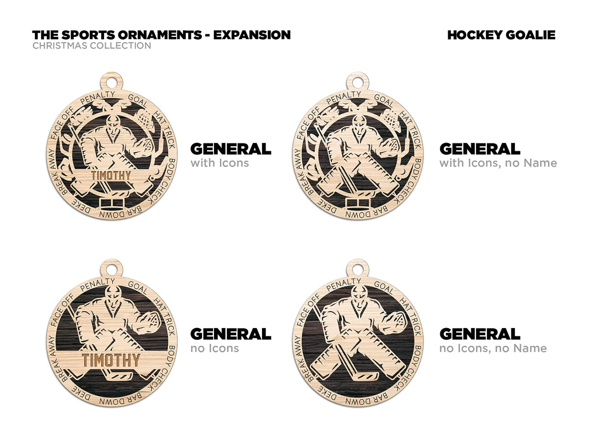 3" Hockey Goalie Ornament with Icon Border