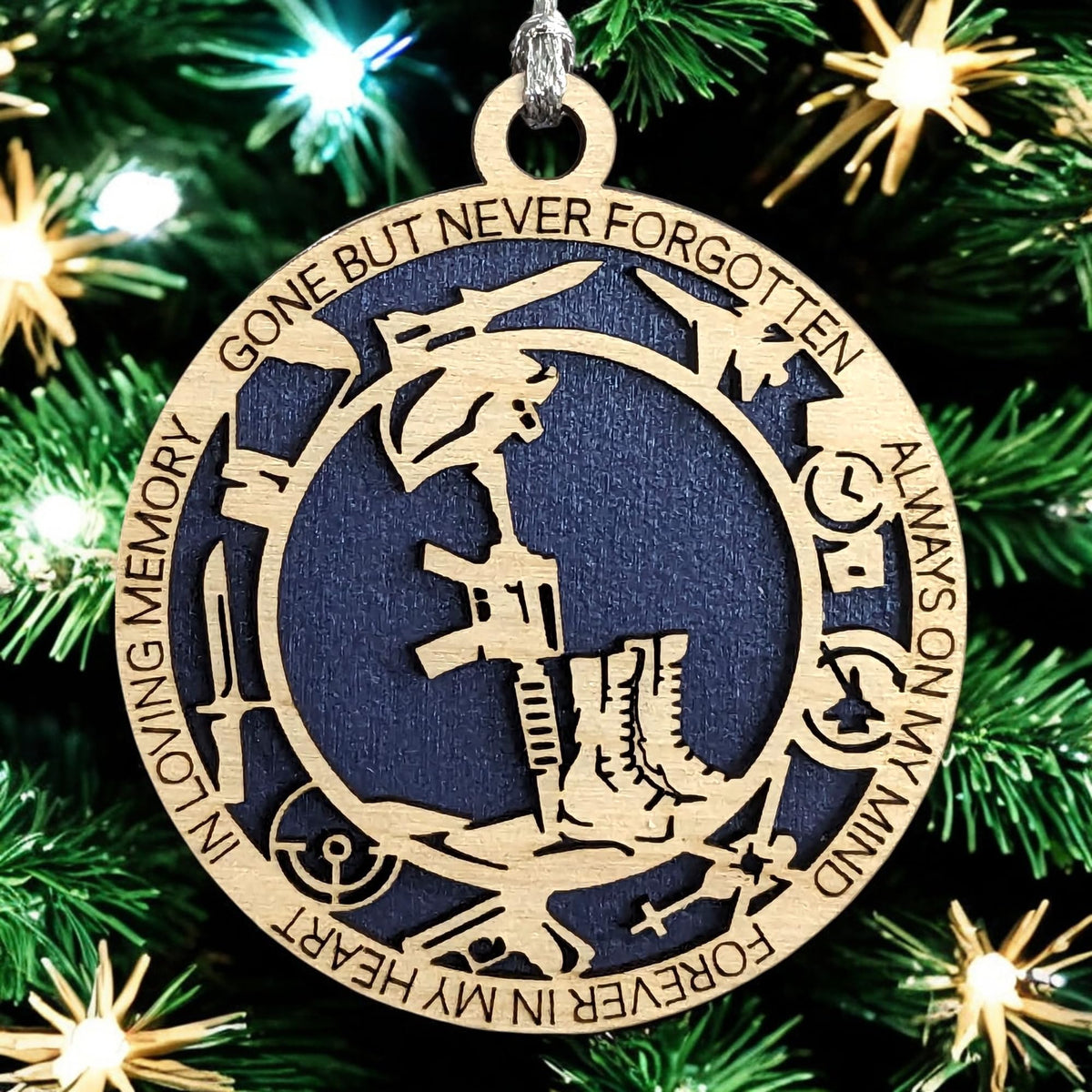 3" Battlefield Cross Memorial Wood Ornament