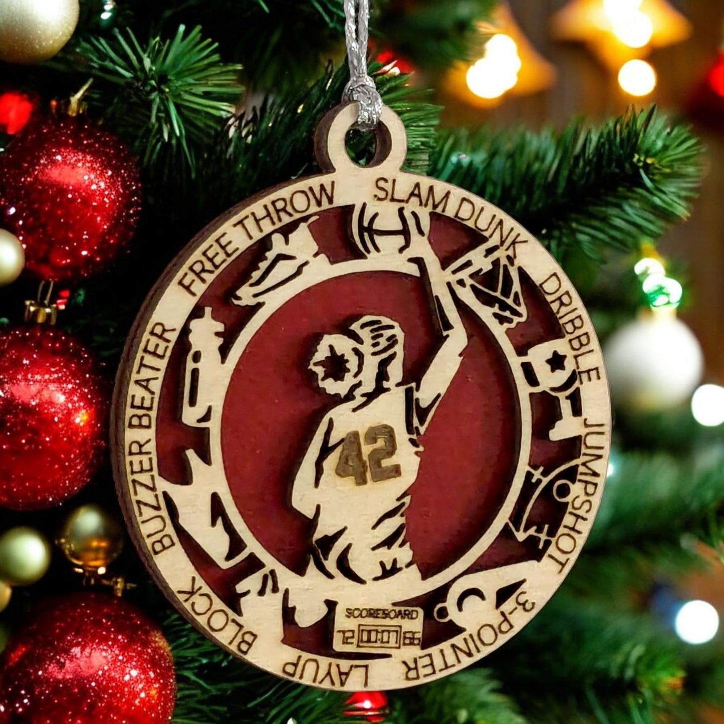 3" Female Basketball Icons Wood Ornament