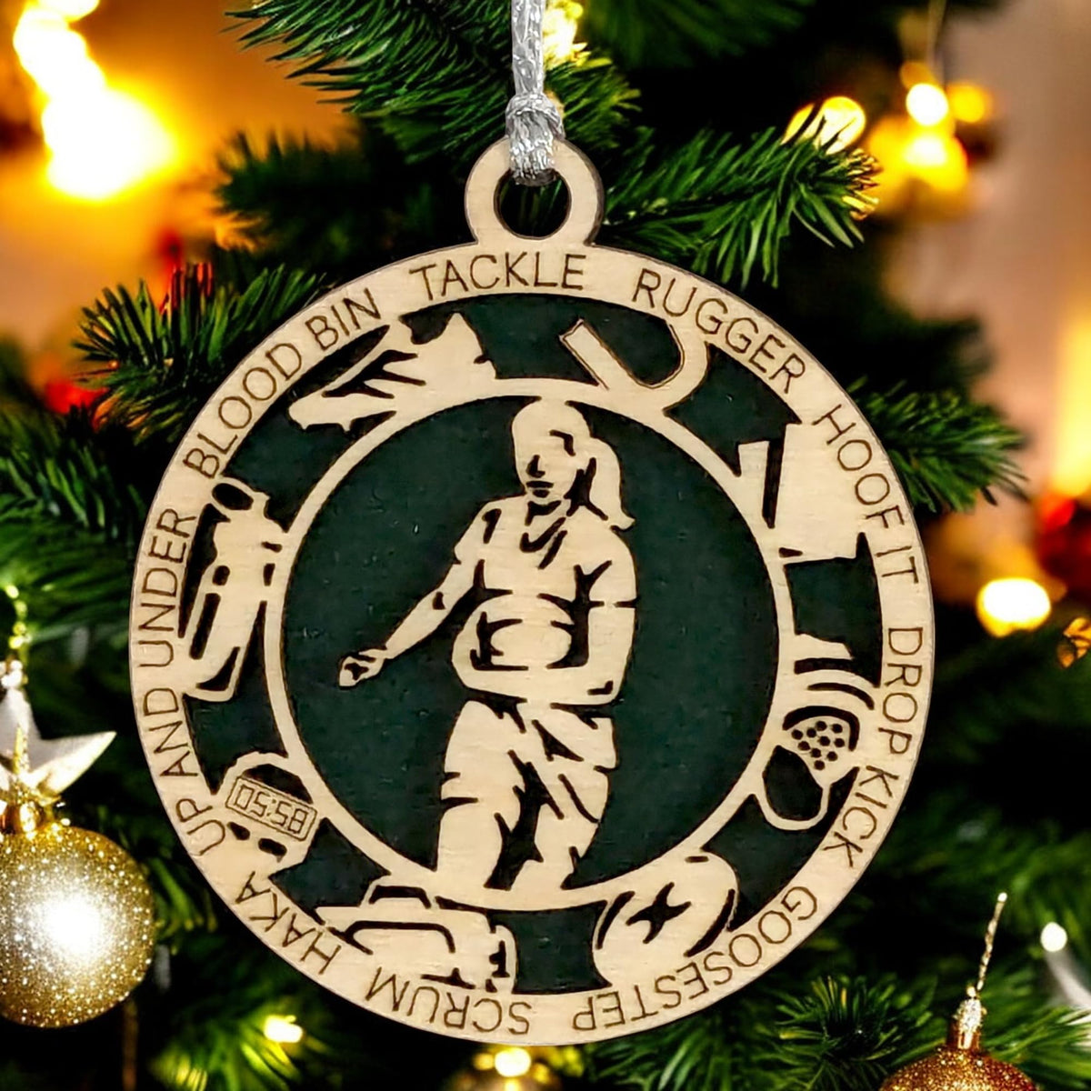 3" Female Rugby Icon Ornament
