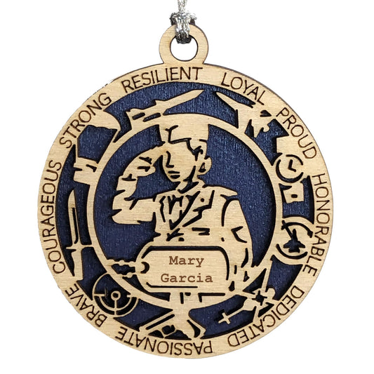 3" Female Airman Formal Icons Dog Tag Ornament - Wood