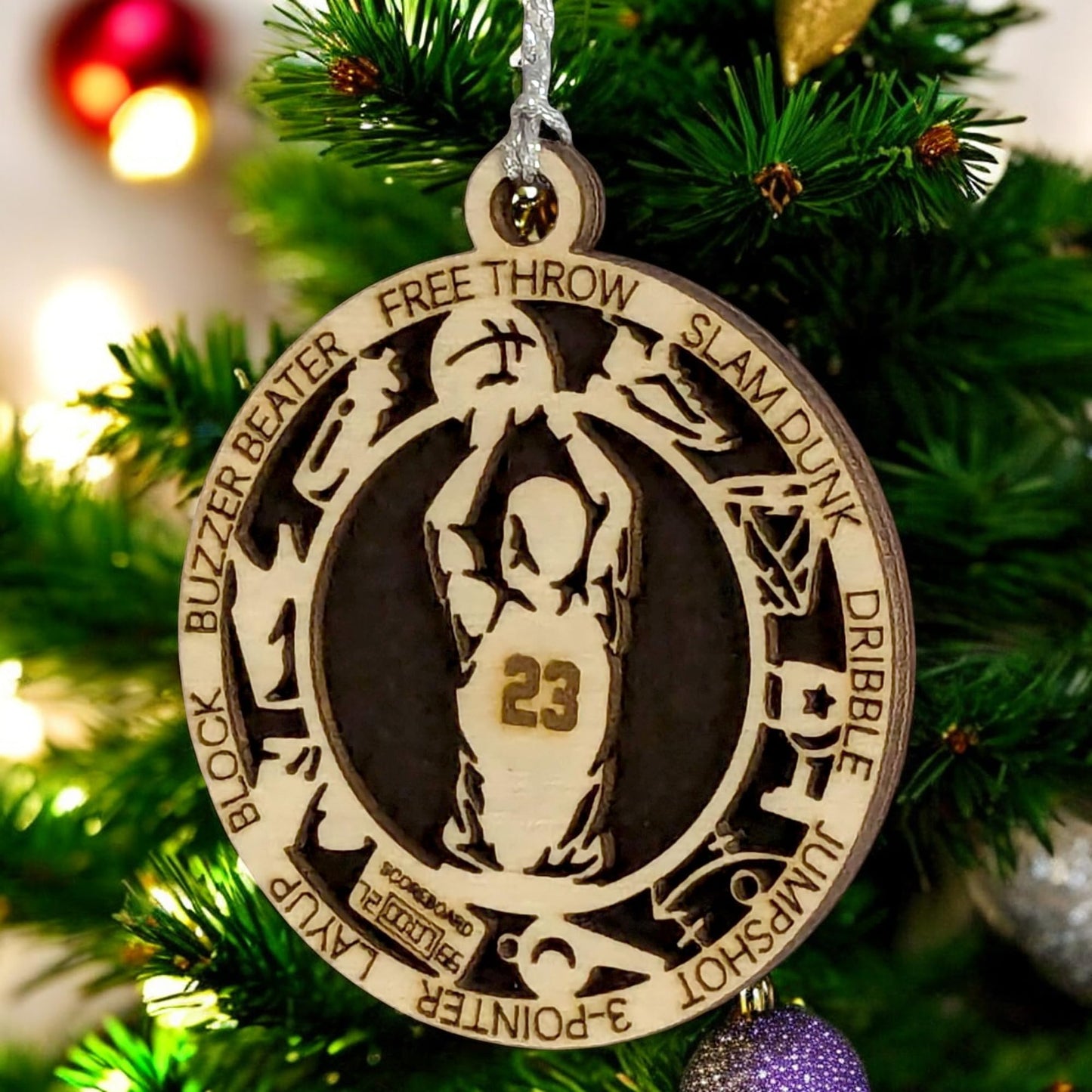 3" Male Basketball Icons Wood Ornament